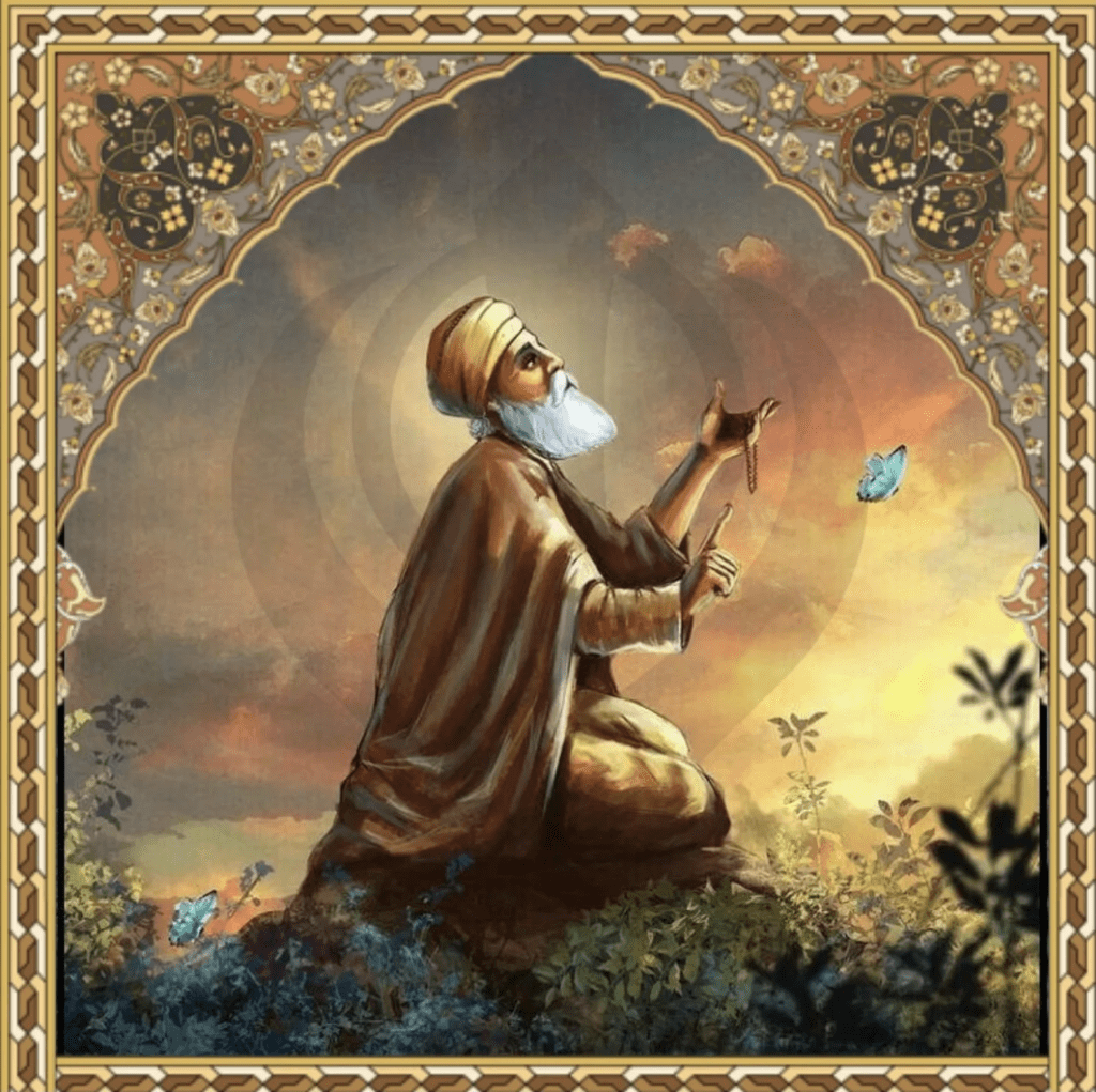 Sikh devotee in prayer symbolizing learner identity truth equality global life