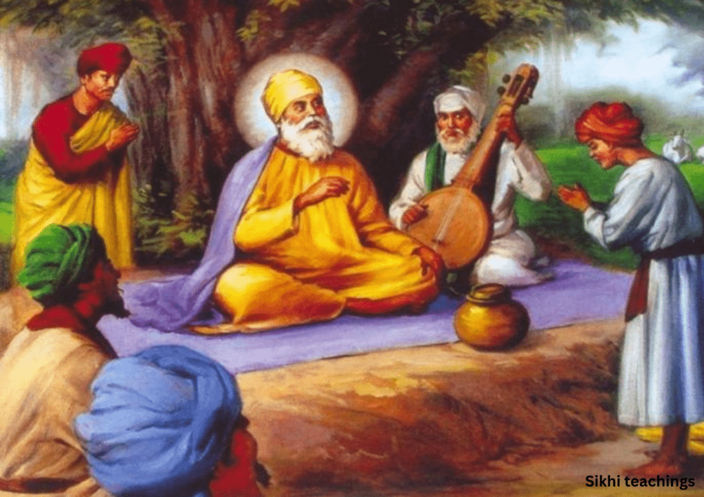 Guru Nanak teaching disciples about Maya and overcoming the Five Thieves