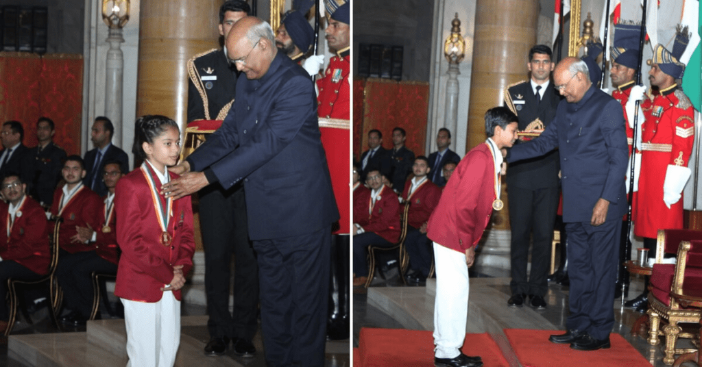 Recipients of National Bravery Awards posing together, representing diverse stories of child heroes from across India who risked their lives to save others.