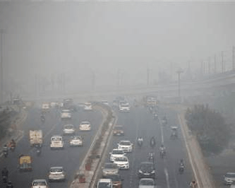 People moving through dense fog in cold weather affecting breathing and comfort during winter mornings.